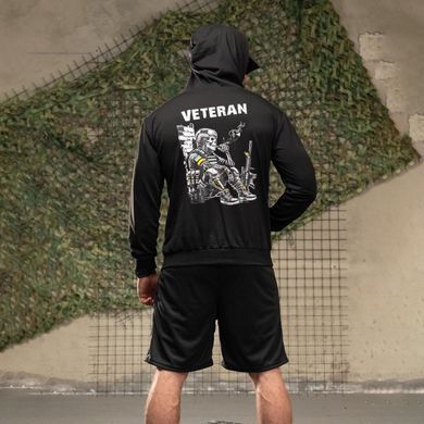 Комплект 4в1 з принтом Veteran Худі та Футболка + Шорти і Бейсболка чорний розмір M buy96983bls-M фото