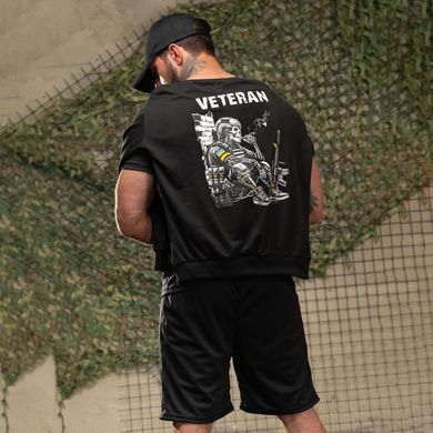 Комплект 4в1 з принтом Veteran Худі та Футболка + Шорти і Бейсболка чорний розмір M buy96983bls-M фото