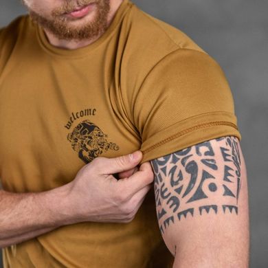 Потовідвідна чоловіча футболка Odin coolmax з принтом "Welcome" койот розмір M buy85515bls-M фото