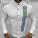 Вышитая мужская Рубашка Vareti на длинный рукав / Стильная Вышиванка с Патриотическим орнаментом в белом цвете размер S 50028bls-S фото 2