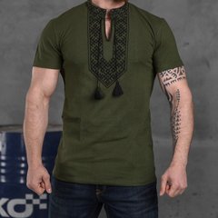Мужская вышиванка с коротким рукавом "Galychina" интерлок олива размер S buy85700bls-S фото
