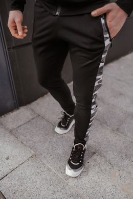 Бавовняні спортивні штани Intruder Dazzle двонитка / Зручні Брюки чорні з камуфляжними вставками розмір S 1617010873bls-S фото