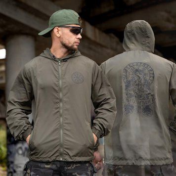 Вітрівка&nbsp;Born of War з принтом Death will wait олива розмір S buy97360bls-S фото