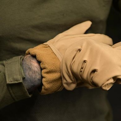 Тактичні рукавиці повнопалі Softshell на флісі койот розмір M buy97468bls-M фото