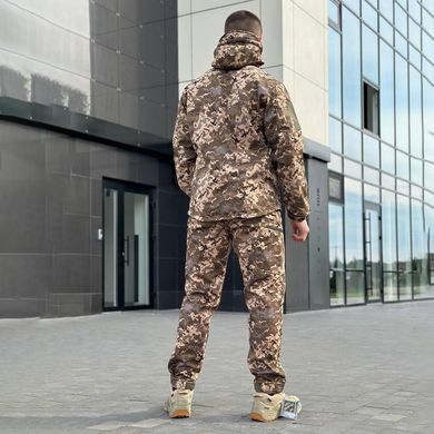 Мужской демисезонный костюм Softshell на флисовой подкладке / Влагозащищенная куртка + брюки "B&L БАТАЛИ" пиксель размер 6XL for00104bls-6XL фото